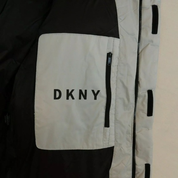 DKNY Quilted Puffer Ski Jacket Hooded Coat Parka L - Picture 3 of 7